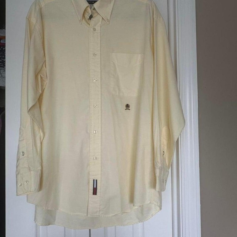 Vintage Tommy Hilfiger Original Oxford Men's Button Down, Yellow, Sz Large. EUC
